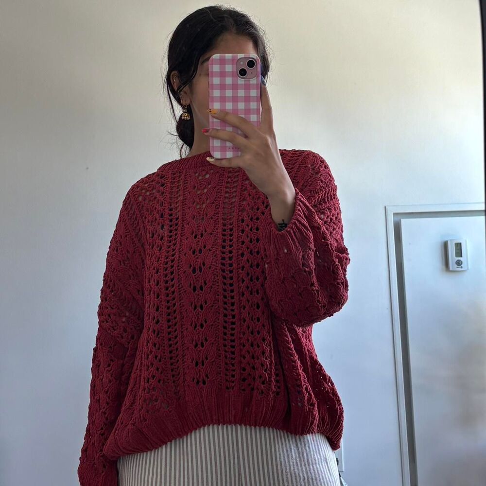 Forever-21 Women's Red and Pink Jumper